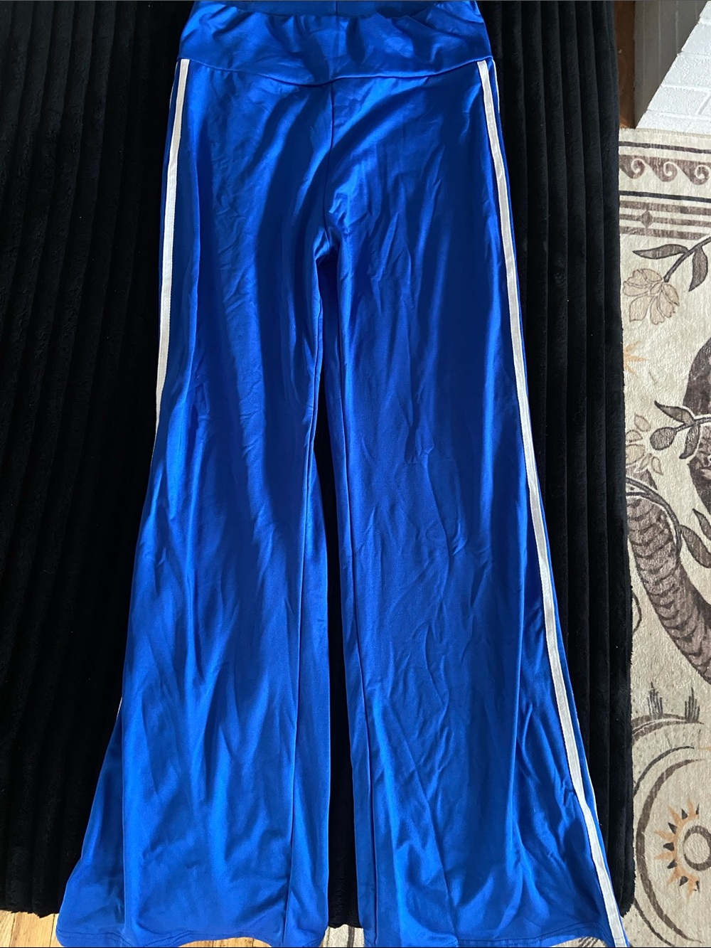 Women’s Royal Blue Flared Track Pants with White Side Stripe